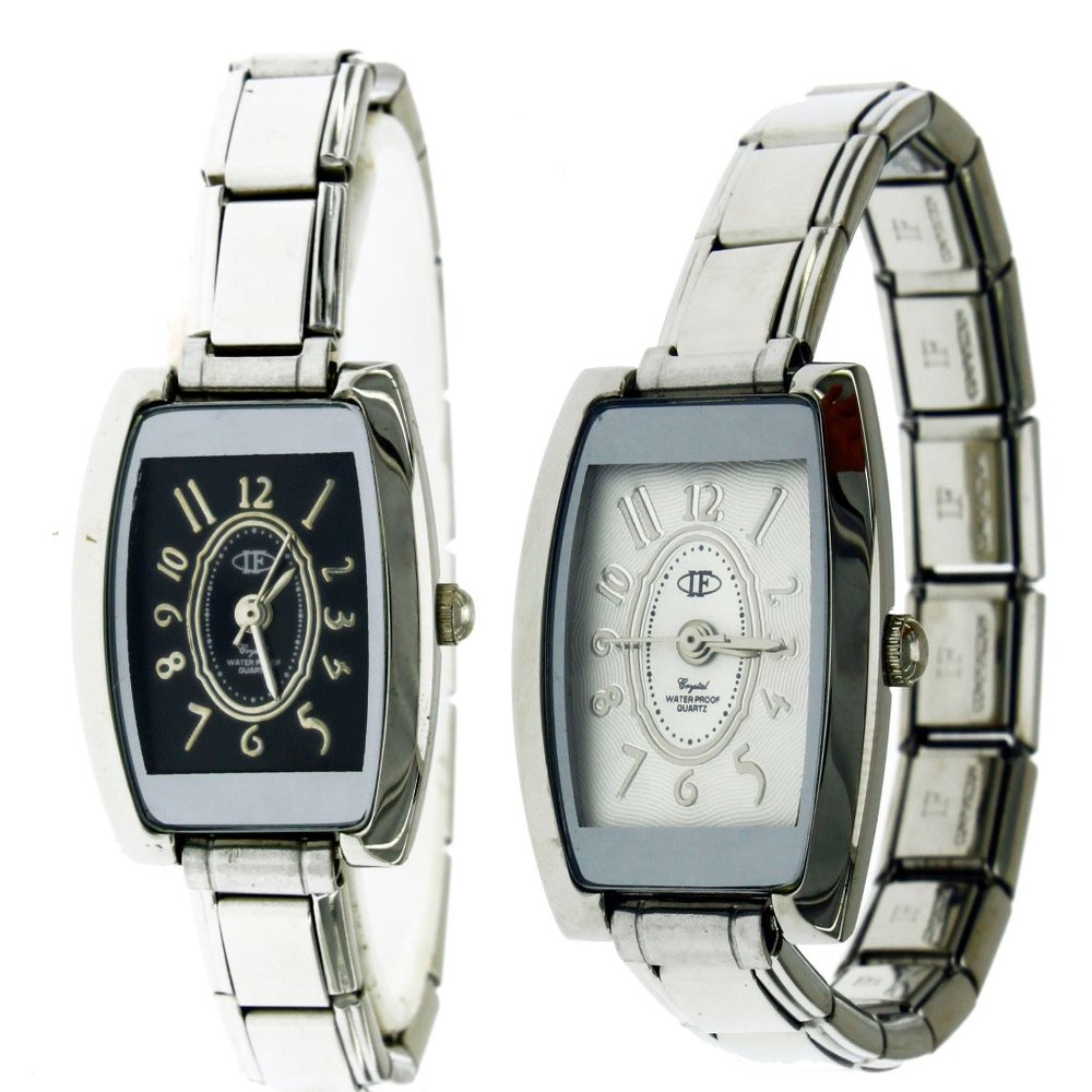 New IFC Crystal S.Steel Stretch Bracelet Watch W-R